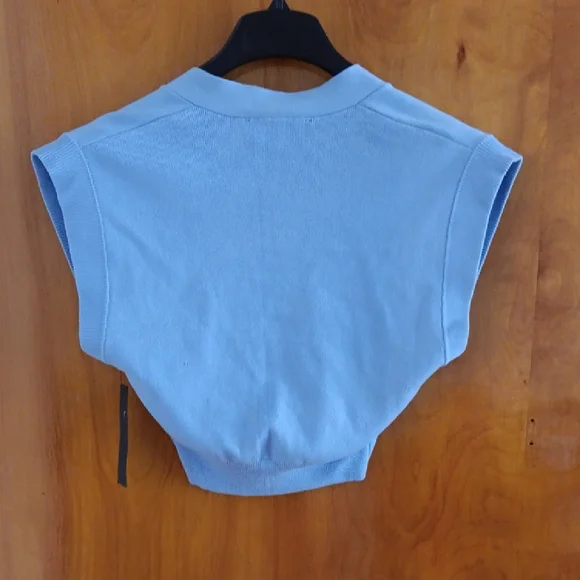 Powder Blue V-Neck Cropped Sweater - Picture 4 of 4